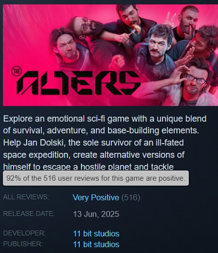 Skärmdump av The Alters spel Skärmdump av The Alters spel